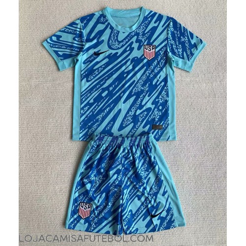 Camisa de Futebol Estados Unidos Goleiro Equipamento Principal Infantil Copa America 2024 Manga Curta (+ Calças curtas)